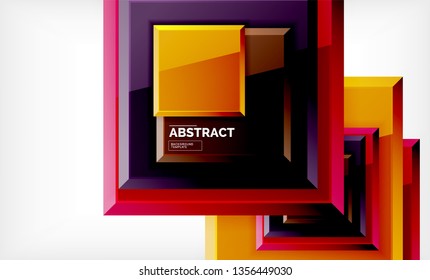 Square geometric background, vector modern template