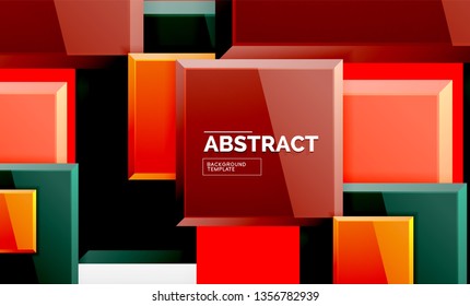 Square geometric background, vector modern template