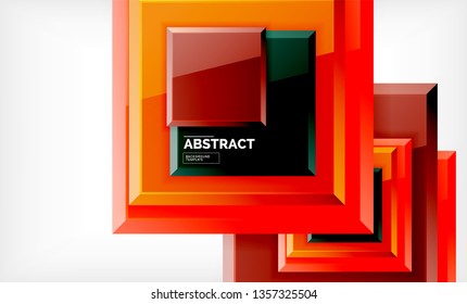 Square geometric background, vector modern template