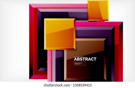 Square geometric background, vector modern template