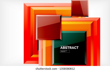 Square geometric background, vector modern template