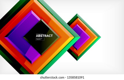 Square geometric background, vector modern template