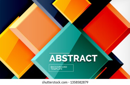 Square geometric background, vector modern template