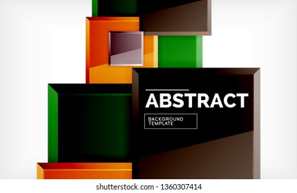 Square geometric background, vector modern template