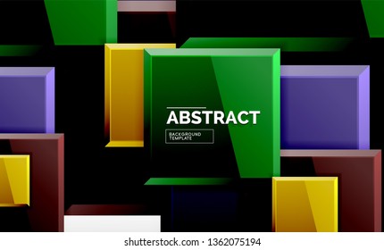 Square geometric background, vector modern template