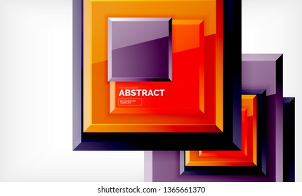 Square geometric background, vector modern template