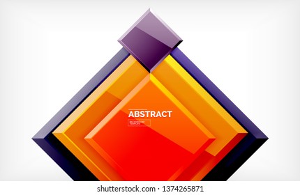 Square geometric background, vector modern template