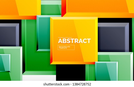 Square geometric background, vector modern template