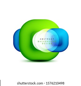 Banderas geométricas cuadradas con efecto de fusión suave 3d. Diseño de iconos de moda en tecnología digital. Ilustración vectorial para fondo de escritorio, pancarta, fondo, tarjeta, ilustración del libro, página de inicio