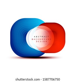 Banderas geométricas cuadradas con efecto de fusión suave 3d. Diseño de iconos de moda en tecnología digital. Ilustración vectorial para fondo de escritorio, pancarta, fondo, tarjeta, ilustración del libro, página de inicio