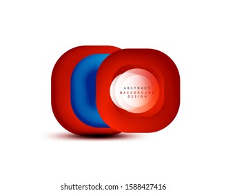 Banners geométricos quadrados com efeito de mistura suave 3d. Design de ícone da moda da tecnologia digital. Ilustração vetorial para papel de parede, banner, plano de fundo, cartão, ilustração de livro, página inicial