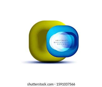 Banderas geométricas cuadradas con efecto de fusión suave 3d. Diseño de iconos de moda en tecnología digital. Ilustración vectorial para fondo de escritorio, pancarta, fondo, tarjeta, ilustración del libro, página de inicio