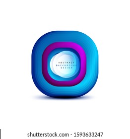 Banderas geométricas cuadradas con efecto de fusión suave 3d. Diseño de iconos de moda en tecnología digital. Ilustración vectorial para fondo de escritorio, pancarta, fondo, tarjeta, ilustración del libro, página de inicio