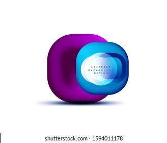 Banderas geométricas cuadradas con efecto de fusión suave 3d. Diseño de iconos de moda en tecnología digital. Ilustración vectorial para fondo de escritorio, pancarta, fondo, tarjeta, ilustración del libro, página de inicio