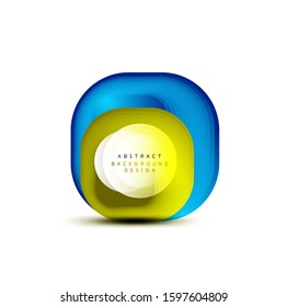Banderas geométricas cuadradas con efecto de fusión suave 3d. Diseño de iconos de moda en tecnología digital. Ilustración vectorial para fondo de escritorio, pancarta, fondo, tarjeta, ilustración del libro, página de inicio