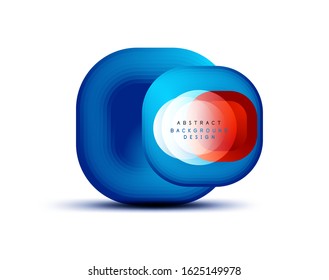 Banderas geométricas cuadradas con efecto de fusión suave 3d. Diseño de iconos de moda en tecnología digital. Ilustración vectorial para fondo de escritorio, pancarta, fondo, tarjeta, ilustración del libro, página de inicio
