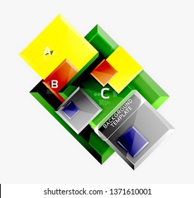 Square geometric composition, vector blocks background