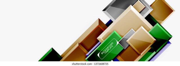 Square geometric composition, vector blocks background