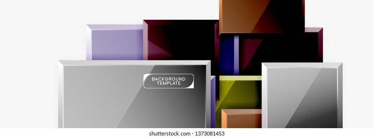 Square geometric composition, vector blocks background