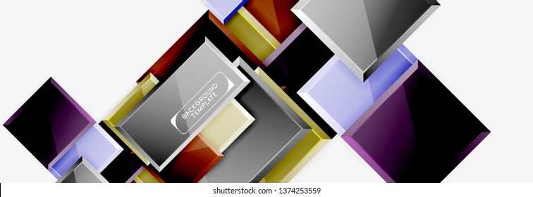 Square geometric composition, vector blocks background