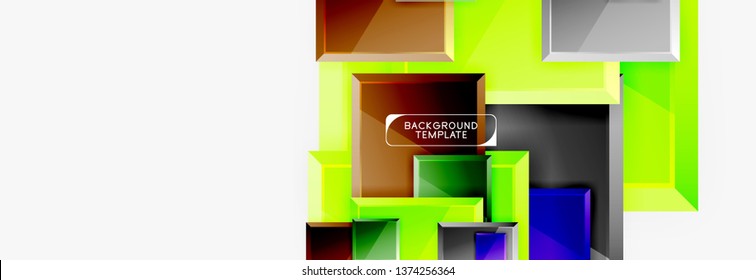 Square geometric composition, vector blocks background
