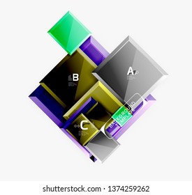 Square geometric composition, vector blocks background
