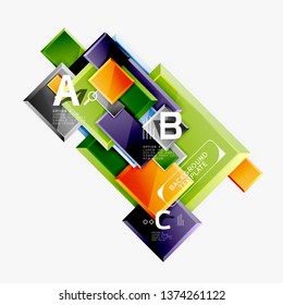 Square geometric composition, vector blocks background