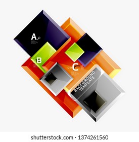 Square geometric composition, vector blocks background