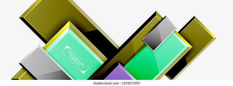 Square geometric composition, vector blocks background