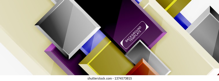 Square geometric composition, vector blocks background