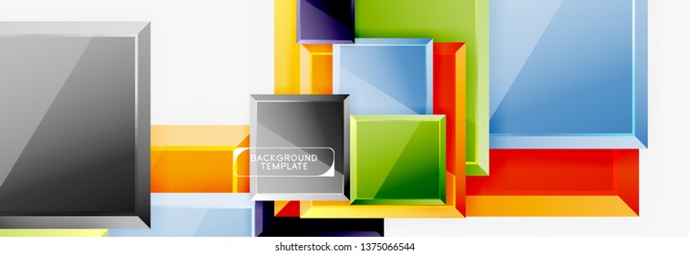 Square geometric composition, vector blocks background