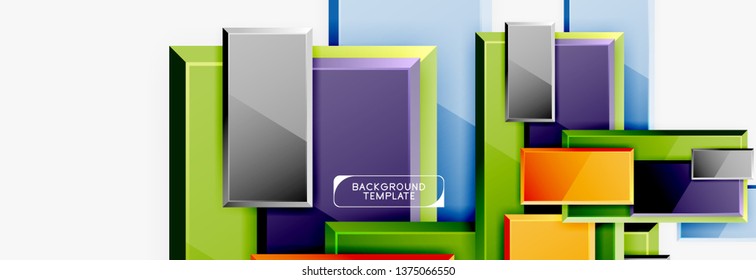 Square geometric composition, vector blocks background