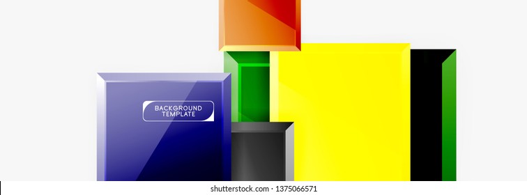 Square geometric composition, vector blocks background