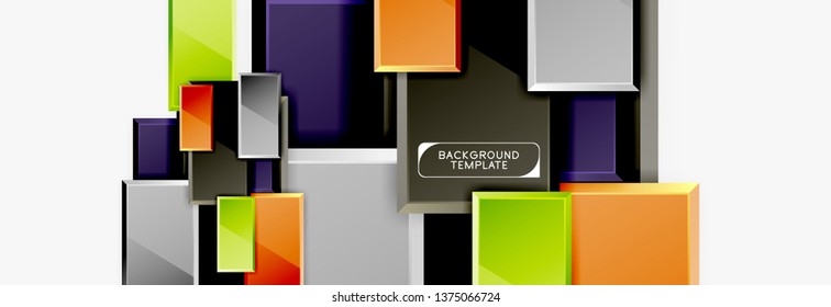 Square geometric composition, vector blocks background