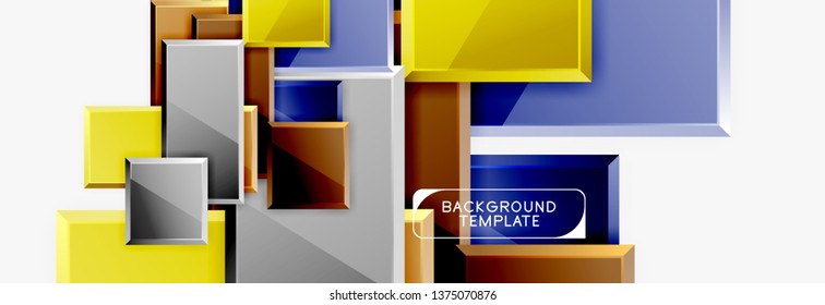 Square geometric composition, vector blocks background