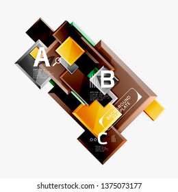 Square geometric composition, vector blocks background