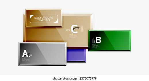 Composición geométrica cuadrada, fondo de bloques vectoriales