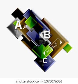 Square geometric composition, vector blocks background
