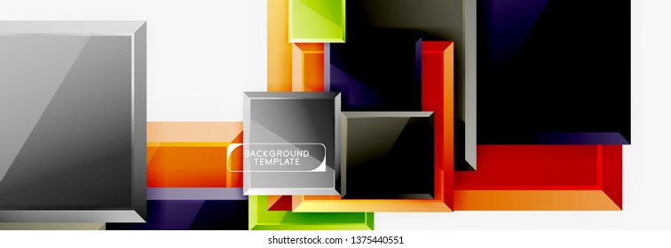 Square geometric composition, vector blocks background