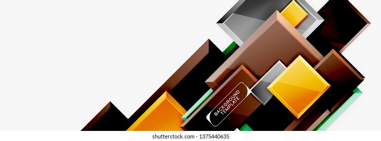 Square geometric composition, vector blocks background