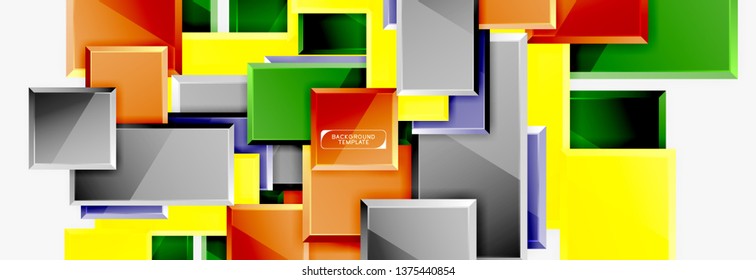 Square geometric composition, vector blocks background