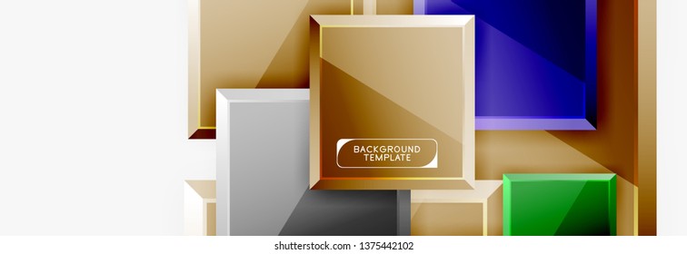 Square geometric composition, vector blocks background