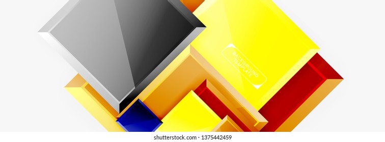 Square geometric composition, vector blocks background
