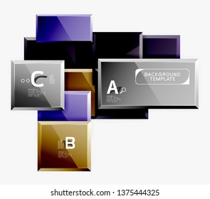 Square geometric composition, vector blocks background