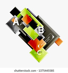 Square geometric composition, vector blocks background