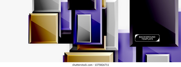 Square geometric composition, vector blocks background