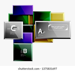 Square geometric composition, vector blocks background