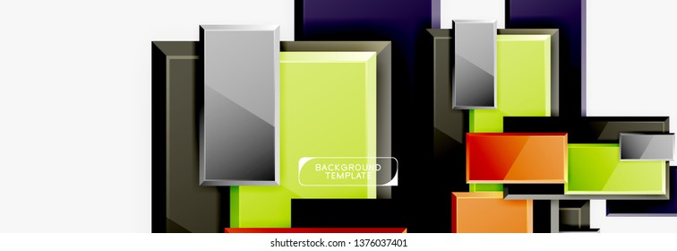 Square geometric composition, vector blocks background