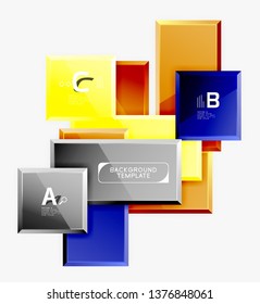 Square geometric composition, vector blocks background