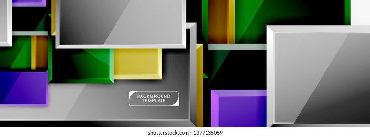 Square geometric composition, vector blocks background